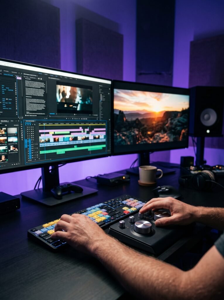 Video editor at work